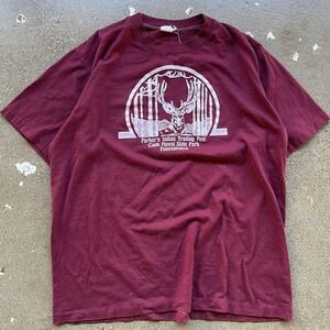 Vintage Parkers Indian Trading Post Shirt Mens XL Red Cook Forest Deer T-Shirt